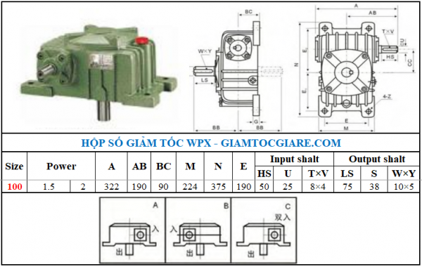 Hộp giảm tốc WPX size 100