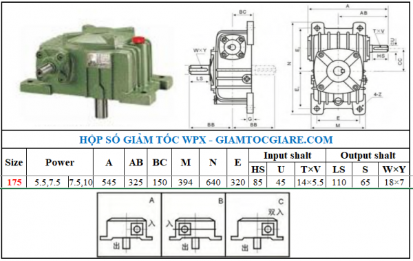 Hộp giảm tốc WPX size 175