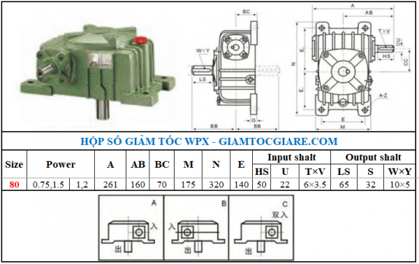 Hộp giảm tốc WPX size 80